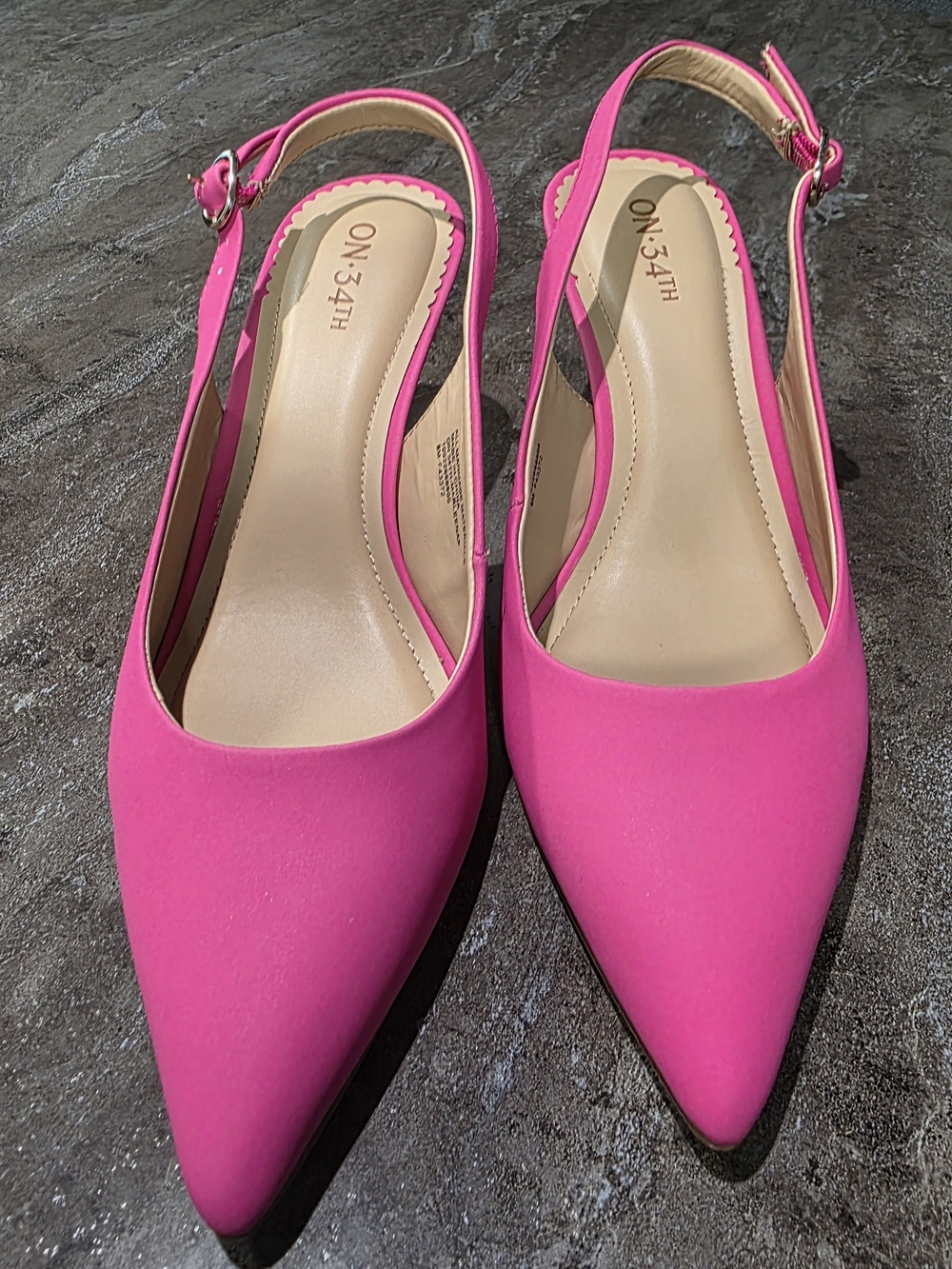 On 34th Hot Pink Pointed Slingback Flats